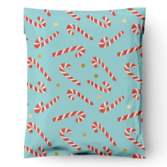 50 10X13 Poly Mailers Candy Canes Gold Dots, Shipping Envelopes PRICE IS FIRM - Picture 4 of 4